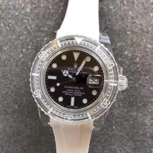 GR-Factory 2021新款🔥PHANTOMLAB&ROLEX联名力作水晶系列腕表来袭！颠覆传统概念！采用PMMA水晶材质！3135蓝游丝机芯！市场好的泰国进口橡胶表带，永不变黄 商品图12