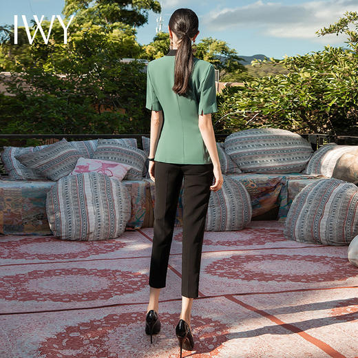 IWY/气质短袖拼接西装套装女时尚高端职业装总裁正装美容院工作服正装C1305+P433-B 商品图3