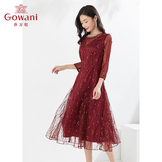 乔万尼春装女新款连衣裙精致钉珠重工设计宴会长裙EI3E251 商品图1