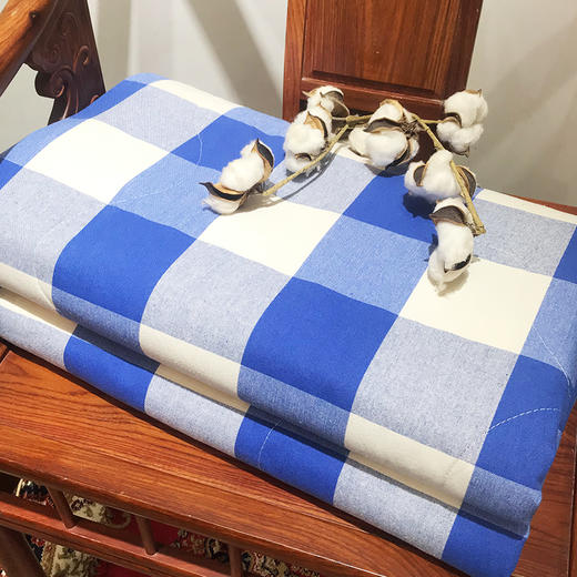 （乡村振兴商品）百布堂纯棉粗布养生夏凉被（蓝白格） 商品图1