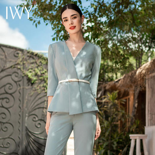 IWY/蓝色职业装西装套装女时尚干练商务正装工作服正式公务员面试C1341-L+P1117 商品图2