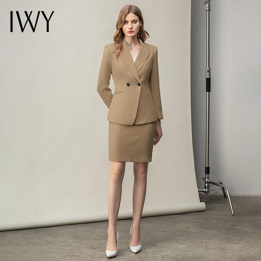 IWY/卡其色职业套装名媛女神范时尚气质商务经理工作服套裙西装OL CS11120卡其色 商品图2
