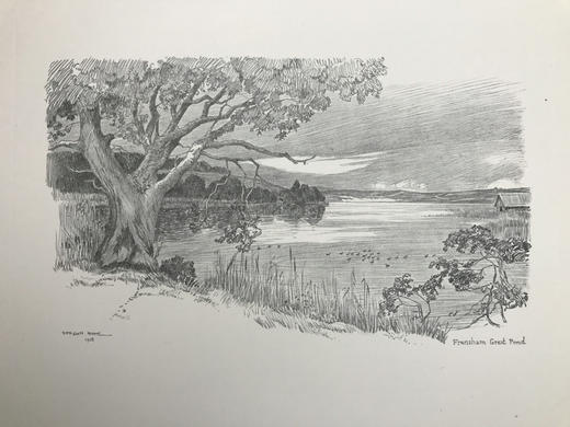 1929年 萨里郡风景画集 24幅铅笔手绘插图 漆布精装16开 商品图6