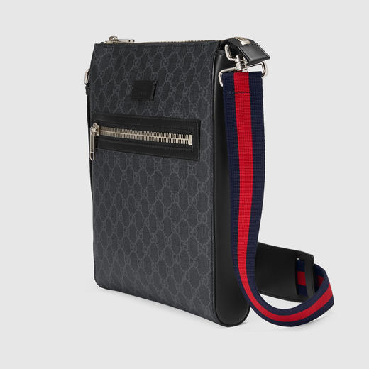【预售】Gucci GG Supreme黑灰色帆布男士挎包单肩包 尺寸为27cm（宽）x 28.5cm（高）x 5cm（深） 商品图1