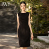 IWY/气质黑色无袖法式连衣裙女时尚韩版百搭西装套裙修身OL职业工作服Q1045-B 商品缩略图0