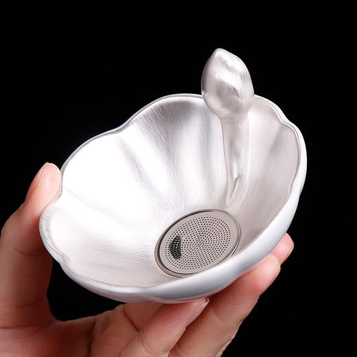鎏银纯银手工茶叶滤网器茶具配件泡茶神器茶漏茶滤创意个性办公室 商品图3