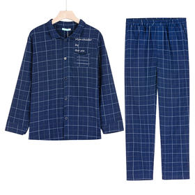 I'd爱帝男士梭织纯棉长袖睡衣刺绣字母居家服套装