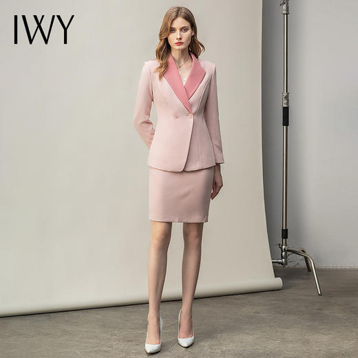 IWY/粉色播音艺考服装女正装时尚气质名媛OL主持人工作服高端职业 CS11120卡其 商品图2