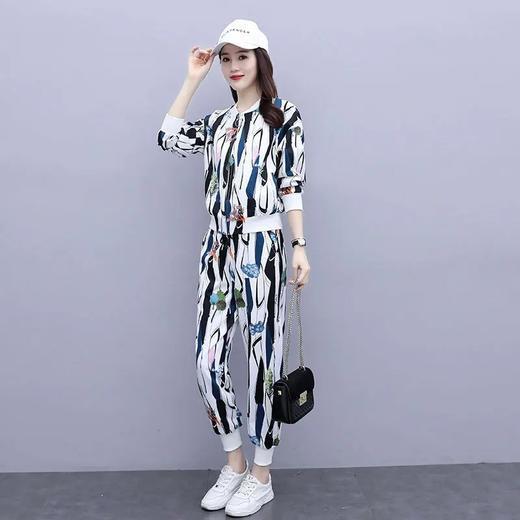 HRFS-WH77029新款潮流时尚气质休闲印花外套裤子两件套 商品图2