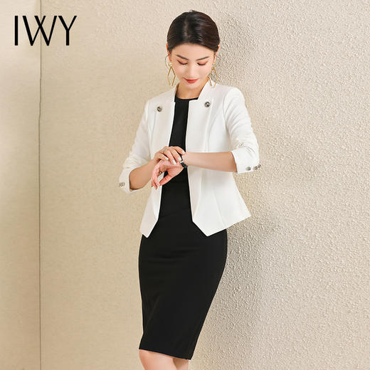 IWY/小西装连衣裙搭配都市职场穿搭优雅名媛气质黑白撞色 Q1045-B 商品图1