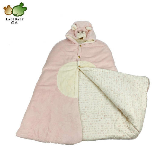 拉比-寝具类（冬）C9绒绒熊头披风（礼盒）玫瑰 商品图3