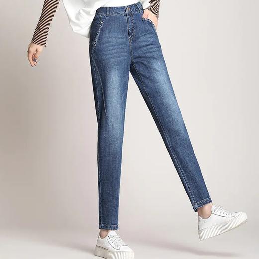 PX-KPND1910新款时尚气质宽松高腰弹力九分哈伦牛仔裤 商品图0