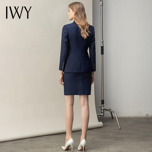 IWY/藏青气质名媛风长袖西装套裙女简约休闲时尚工服职业装包臀OL CS11398 商品图3