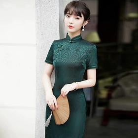 HH-H081 纯色复古老上海香云纱旗袍改良版