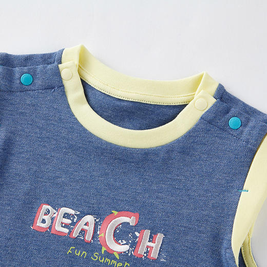 英氏-童衣类（夏）E1外着英针短蛤牛仔蓝66CM 商品图1