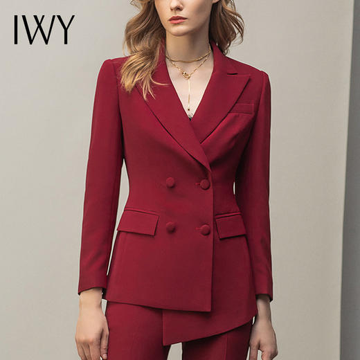 IWY/时尚酒红色西服套装C11358+P11358 商品图4