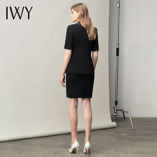 IWY/黑色女装套装一粒扣气质收腰显瘦西装短袖上班族百搭职业套裙 CS11232黑色 商品图3