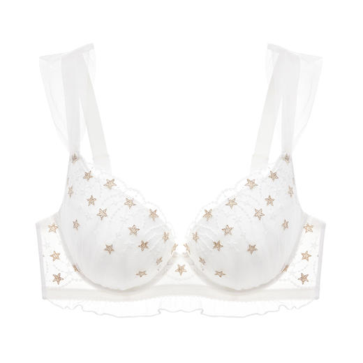 奶糖派大杯文胸星芒分胸型荷叶边刺绣蕾丝提拉胸部稳定承托内衣女 商品图2