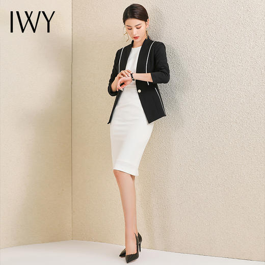IWY/职业西装连衣裙搭配套装时尚优雅一粒扣小西服干练知性OL C16+Q620-W 商品图3