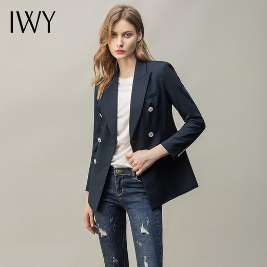 IWY/时尚小西装外套牛仔裤 通勤高街 C10433藏青色+牛仔裤73J0262 商品图1