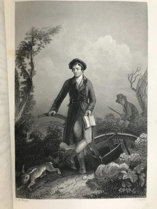 1842年 彭斯诗歌作品全集 30幅精美钢版画插图 漆布精装18开 商品图4