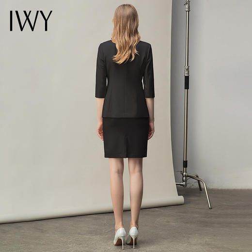 IWY/黑色经理职业装工作服女时尚气质套裙设计感西装套装ol通勤装 C10408+S10407黑色 商品图3