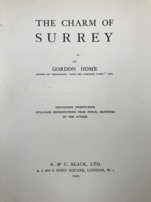 1929年 萨里郡风景画集 24幅铅笔手绘插图 漆布精装16开 商品图3