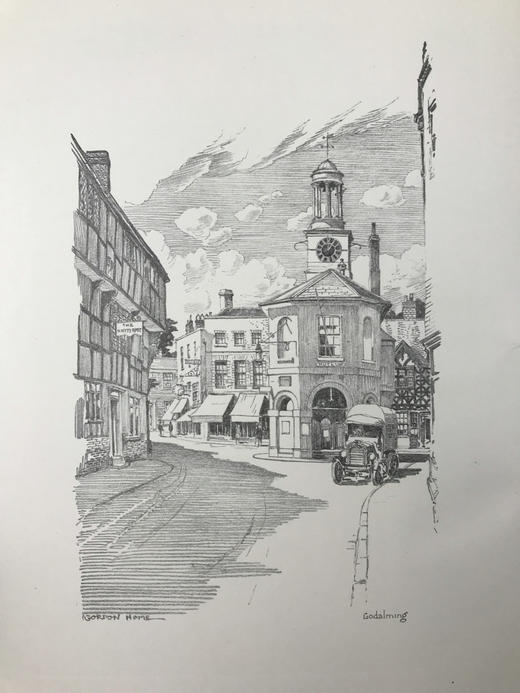 1929年 萨里郡风景画集 24幅铅笔手绘插图 漆布精装16开 商品图2