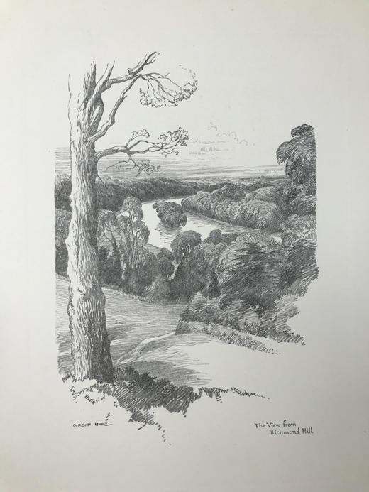 1929年 萨里郡风景画集 24幅铅笔手绘插图 漆布精装16开 商品图9