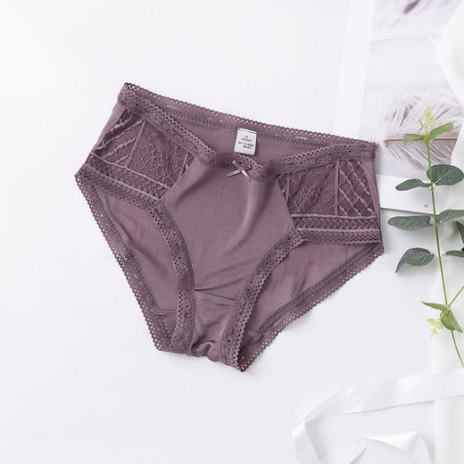 上海旗袍厂TG-TG01S075真丝中腰三角裤 蕾丝性感黑色无痕透气舒适包臀 桑蚕丝内裤女 商品图6