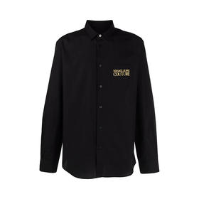 VERSACE 范思哲 男士棉质logo刺绣翻领长袖衬衫 黑色 71GAL2RA CN002 899