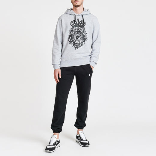 VERSACE 范思哲 男士棉质黑色徽标印花连帽长袖卫衣 灰色 71GAIP11 CF00P 802 商品图3