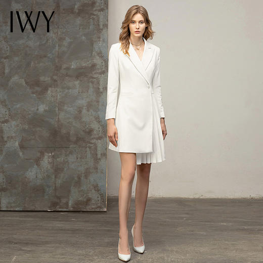 IWY/白色职业连衣裙套装小众设计优雅时髦轻奢办公高级工装气质OL Q11363白色 商品图2