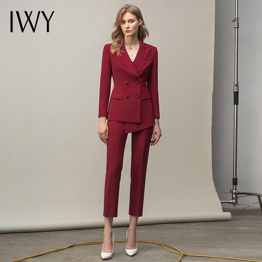 IWY/时尚酒红色西服套装C11358+P11358 商品图2