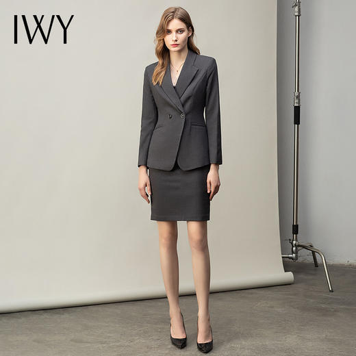 IWY/灰色职业装女正装套装高端时尚西装套裙气质通勤面试工作服OL CS11101灰色 商品图2