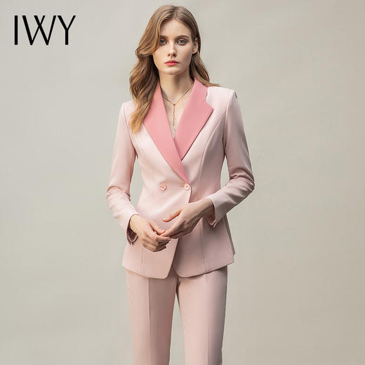 IWY/粉色西服套装女时尚职业装气质女神范商务工作服播音主持正装 CP11110粉色 商品图0