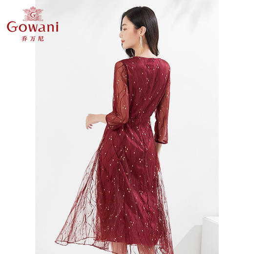 乔万尼春装女新款连衣裙精致钉珠重工设计宴会长裙EI3E251 商品图3