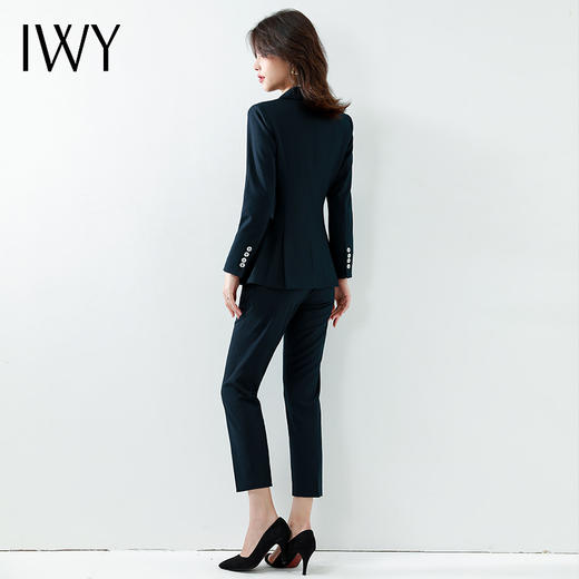 IWY/职业女装时尚气质套装藏青条纹休闲通勤套裤百搭职业干练西服NC180+P179 商品图3