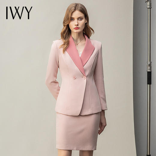 IWY/粉色播音艺考服装女正装时尚气质名媛OL主持人工作服高端职业 CS11120卡其 商品图1