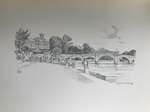 1929年 萨里郡风景画集 24幅铅笔手绘插图 漆布精装16开 商品图8