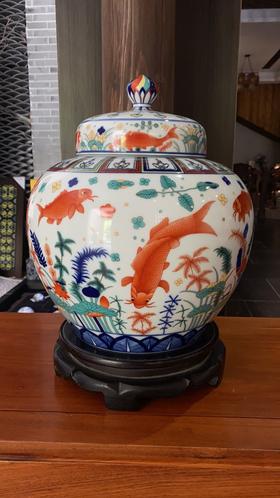 阳士琦：青花五彩鱼藻纹罐