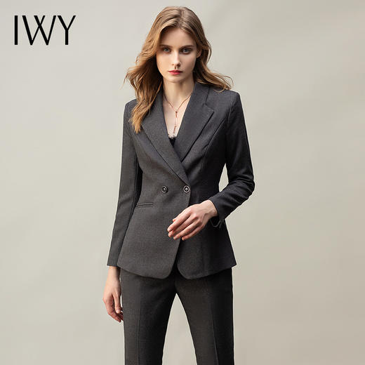 IWY/灰色西服套装女英伦风面试工作服OL休闲职业装高端小西装正装 CP11101灰色 商品图0