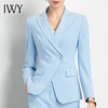 IWY/蓝色长袖款西装时尚套装套裤女两粒扣休闲时尚职业装高端 C11301+P10223L 商品缩略图4
