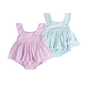 拉比-童衣类（夏）C9绚丽假两件连体衣浅蓝