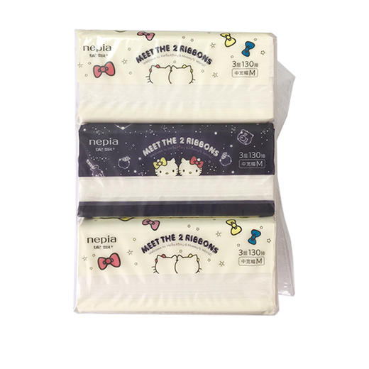 【长江外运】妮飘 HelloKitty星空抽纸巾 M码面巾纸3层130抽*3包 商品图1