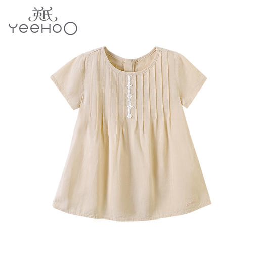 英氏-童衣类（夏）E1外着英梭短袖连衣裙杏100CM 商品图0