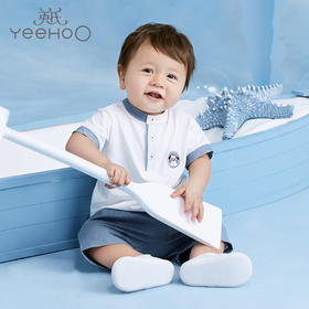 英氏-童衣类（夏）E1英针圆领短套衣英氏白73CM