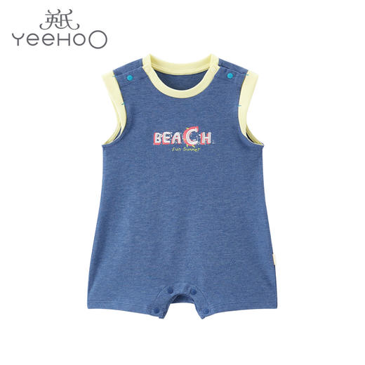 英氏-童衣类（夏）E1外着英针短蛤牛仔蓝66CM 商品图0