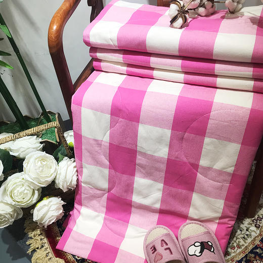 （乡村振兴商品）百布堂纯棉粗布养生夏凉被（粉红格） 商品图4