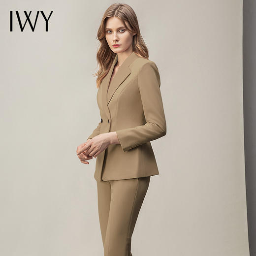 IWY/卡其色高端职业套装女时尚气质休闲正装通勤工作西服两件套 CP11120+CP11107 商品图1